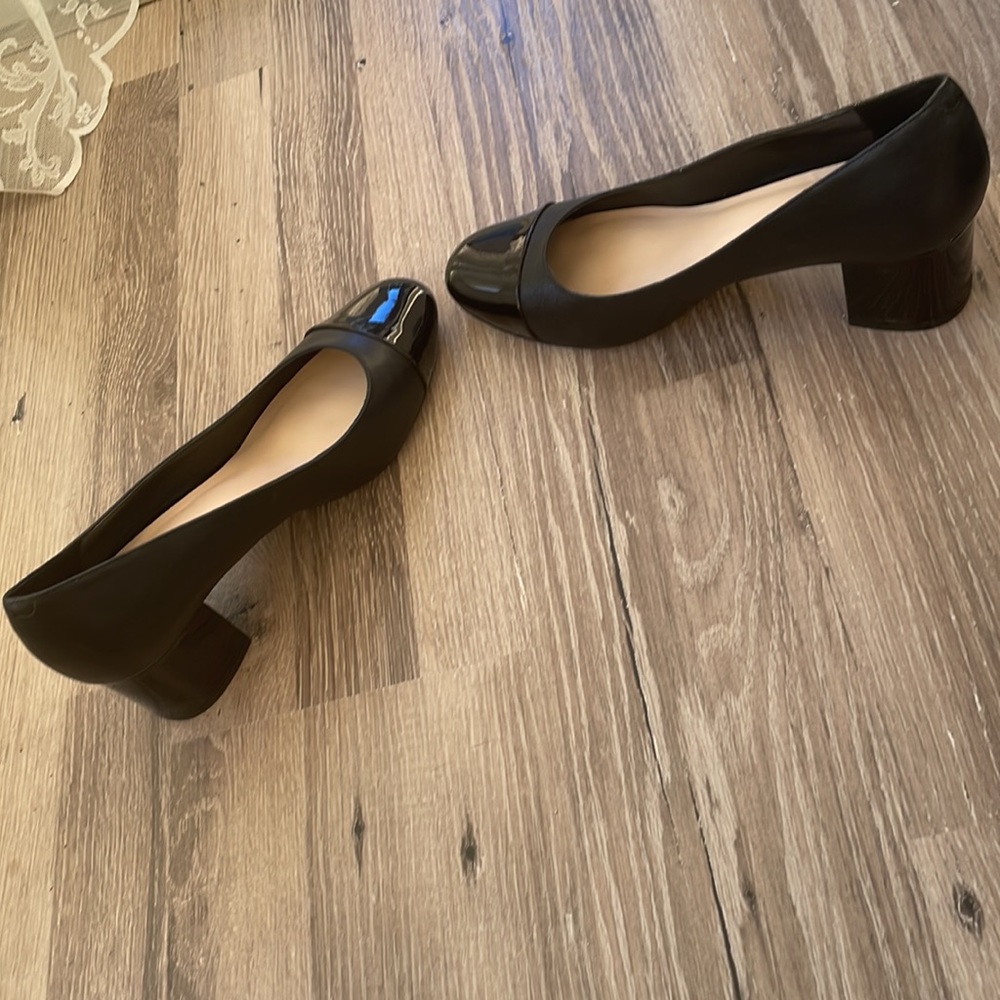 🆕🔥NINE WEST Leather Patent Toe Pumps Floreo in Blk - 10.5M
